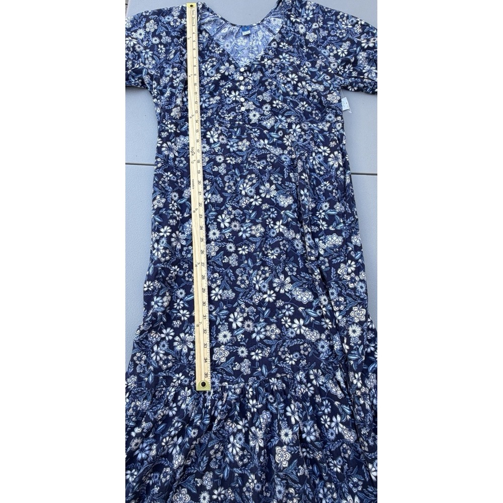 Old Navy Floral Maxi Dress Women's Medium BluePuff Sleeve Boho Cottagecore NWT - Picture 9 of 15